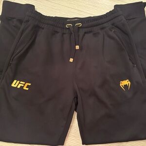 UFC Black Athletic Pants with Gold Details
